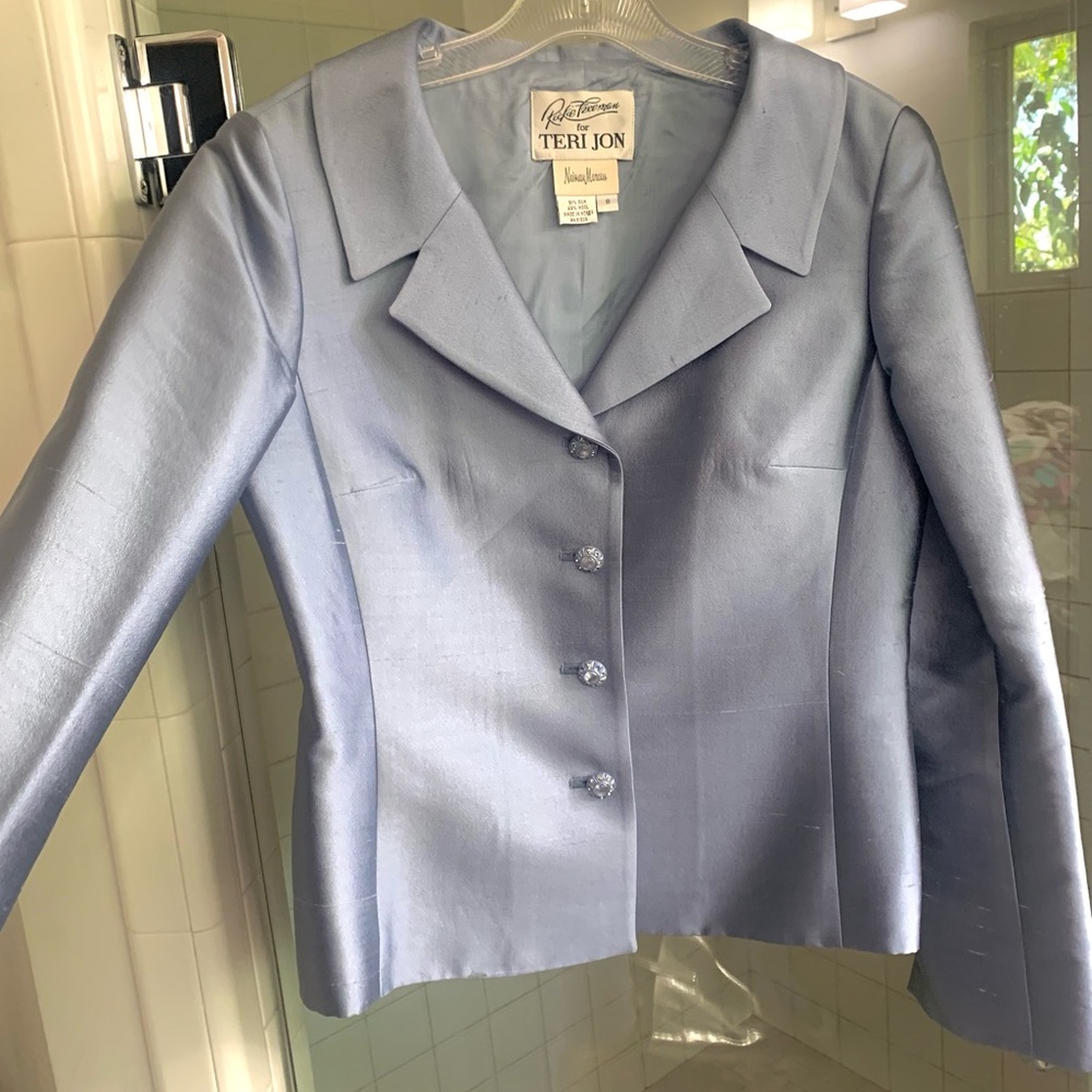 Rickie Freeman for Teri Jon wedding suit.  Silk and wool.